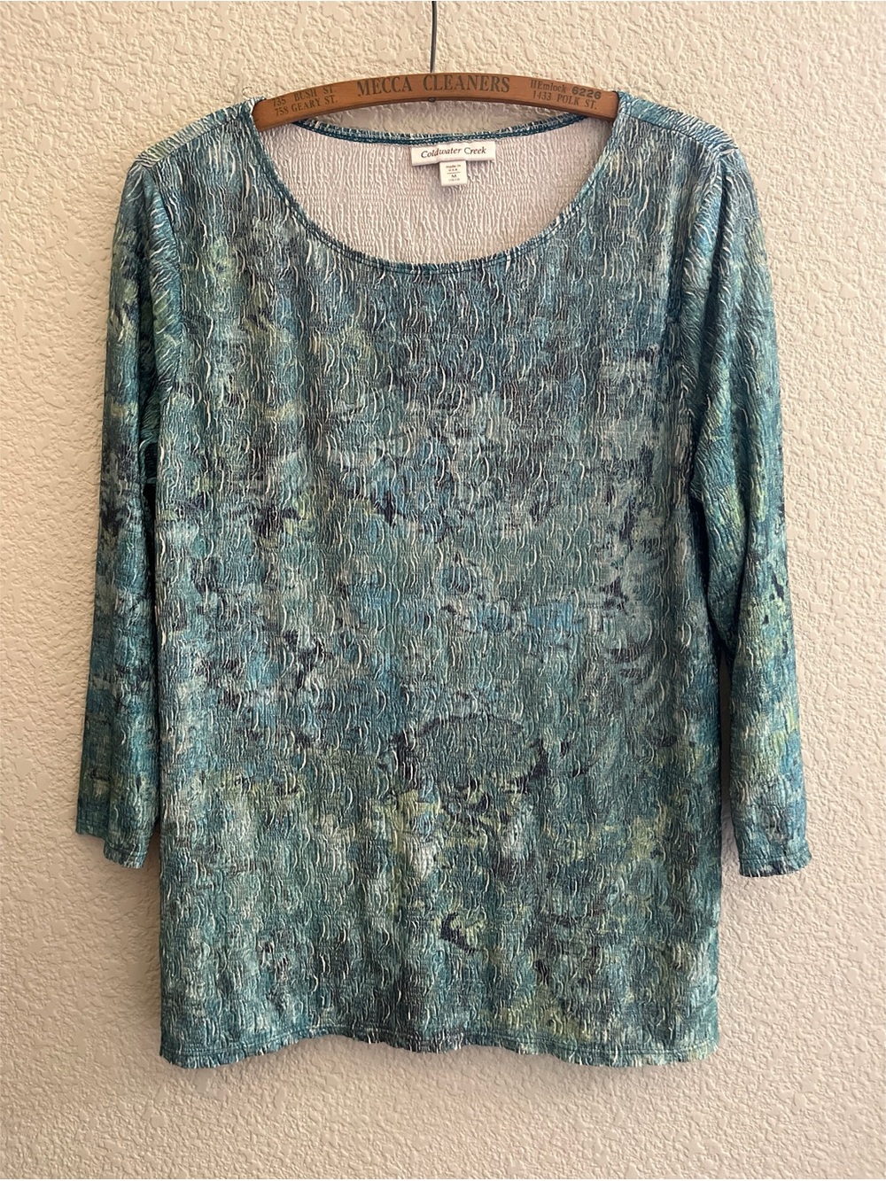 Coldwater Creek Textured 3/4 Sleeve Blouse Women’s Size Medium